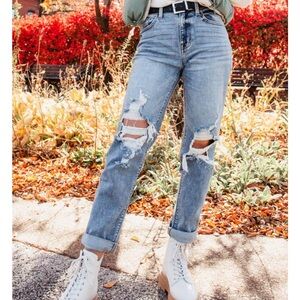 Eunina Light Blue Distressed Boyfriend Jeans